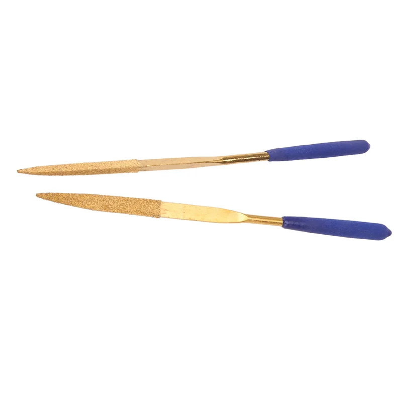 12Pcs Titanium Coated Diamond Files Set Soft Rubber Handles Variety Shapes Diamond Needle Files For Metal Glass Ceramics