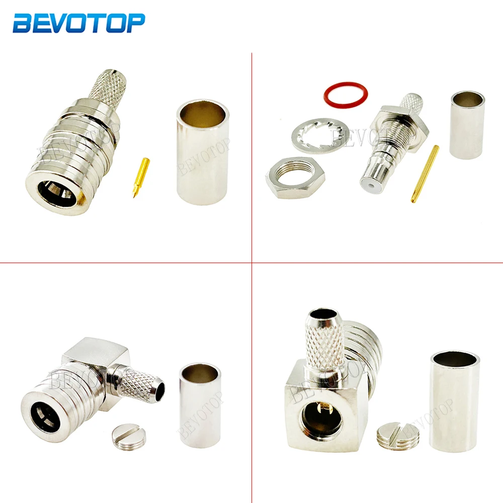 10PCS/Lot QMA Male/Female Crimping 50-3 RF Connector Nickel plated 50 Ohm QMA for RG58/RG142/RG400/RG223/LMR195 RF Coaxial Cable