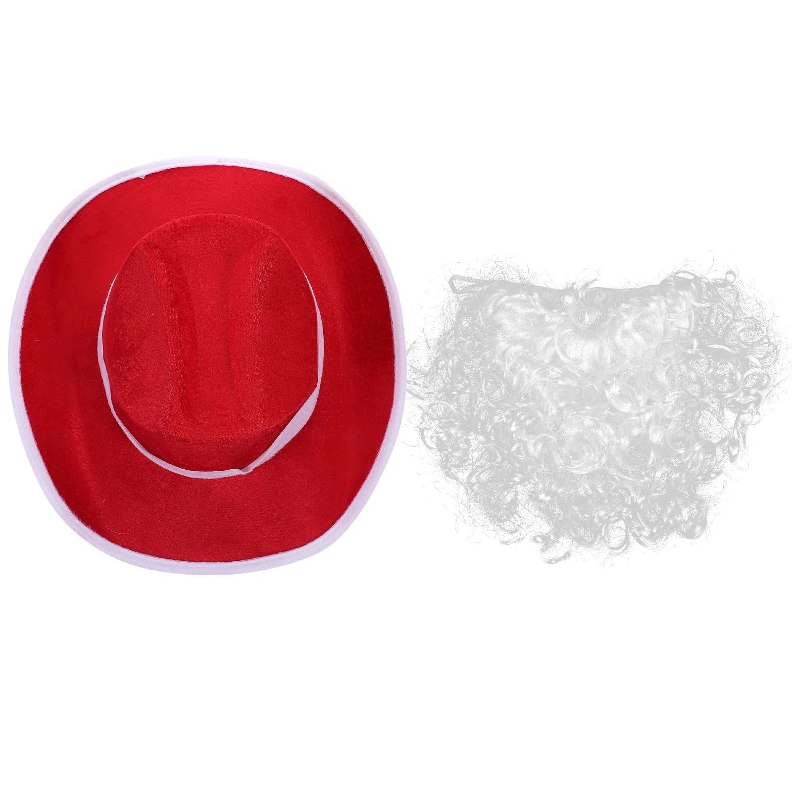 

1 Set Beard Hat Set Santa Claus Cosplay Accessories Christmas Party Favors Realistic Wave Shape Beard Soft Non-Woven Fabric