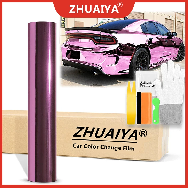 

Car Color Change Film (152cmx18m) Pink Supercast Chrome Vinyl Wrap Sticker Car Auto Vehicle Motorcycle DIY Decal ZHUAIYA