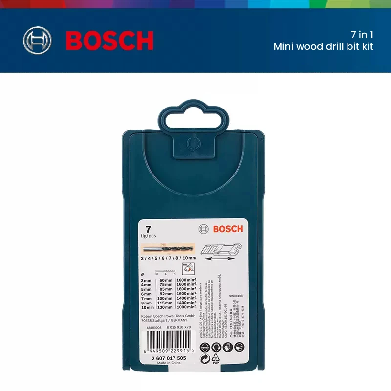 Bosch 7 szt. Wiertło do drewna zestaw bitów wiertło samocentrujące końcówka 3-10mm węglika o wysokiej twardości zestaw wierteł do elektronarzędzi do