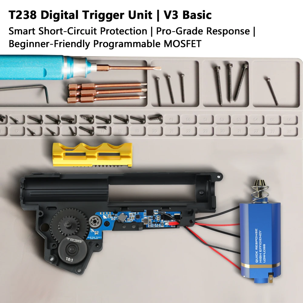 T238 V1.9 Basic V3 Überhitzungsschutz Aktives Bremsen Binär für AIRSOFT Gel Ball V3 Getriebe – Detail 1