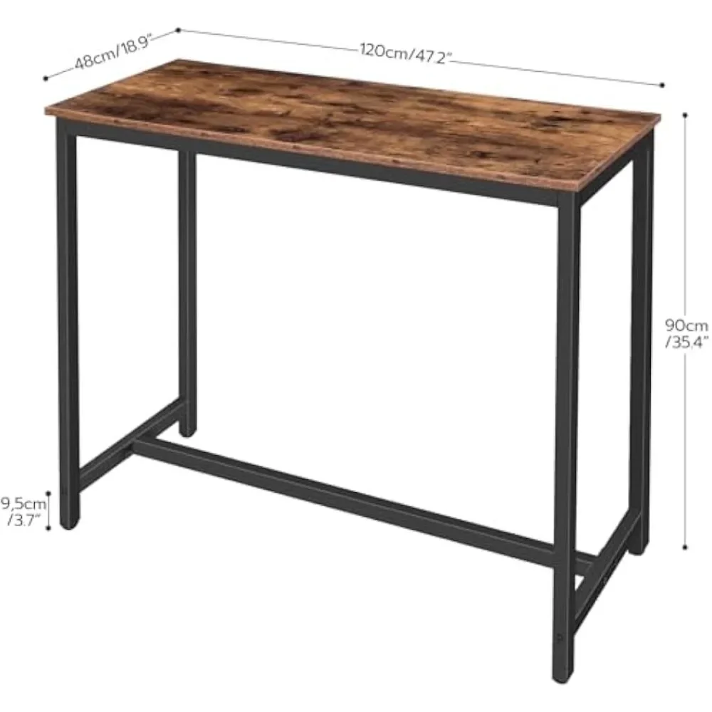 Bar Table, Rectangular Pub Table, Living Room, Dining Room, Kitchen, Adjustable Feet, Sturdy Frame, 47.2” x 18.9” x 35.4”