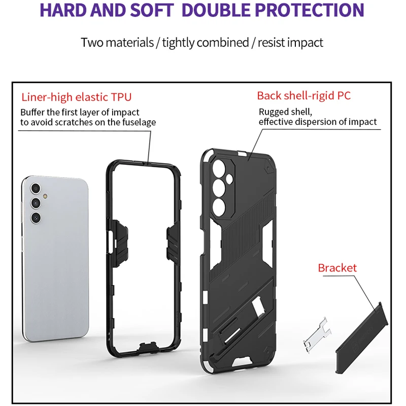 Shockproof Case For Samsung A14 A24 A34 A54 M14 M34 M54 Phone Cover Armor Holder Back Coque for Galaxy A04 A04S A04E 4G 5G Funda