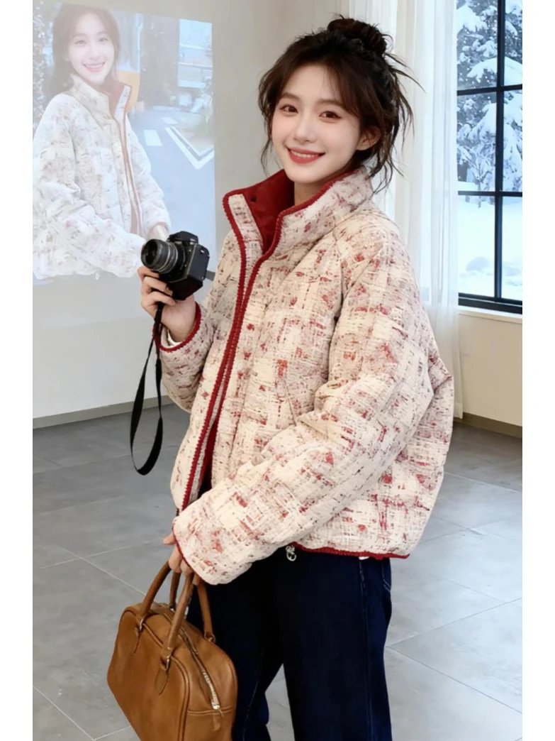 

Уникальный дизайн, утепленная хлопковая куртка для женщин, зимняя верхняя одежда, короткая, в корейском стиле, очень красивая, модная