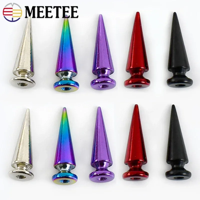 5/10/20Pcs Meetee Metal Punk Rivets Bag Leather Screwback Garment Cone Studs Spikes Nails Buckle Bottom Nail Decor Accessories