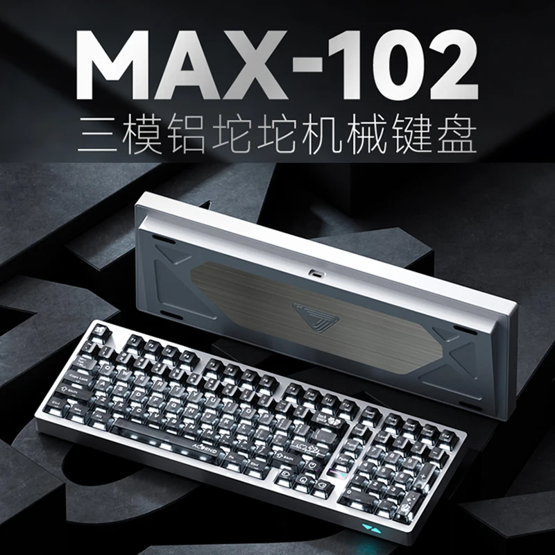 Weikav Max102 لوحة مفاتيح ميكانيكية من سبائك الألومنيوم ثلاثة أوضاع Qmk سماعة لاسلكية تعمل بالبلوتوث مخصصة تكوين كبير 101 مفاتيح عدة
