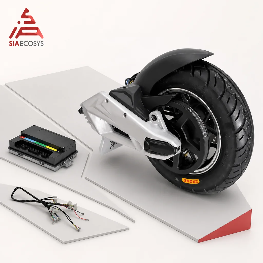QSMOTOR 1000W Mid Drive Motor Assembly 10 Inch Wheel with VOTOL EM50SP Controller for Electric Motorcycle Scooter Upgrade Power
