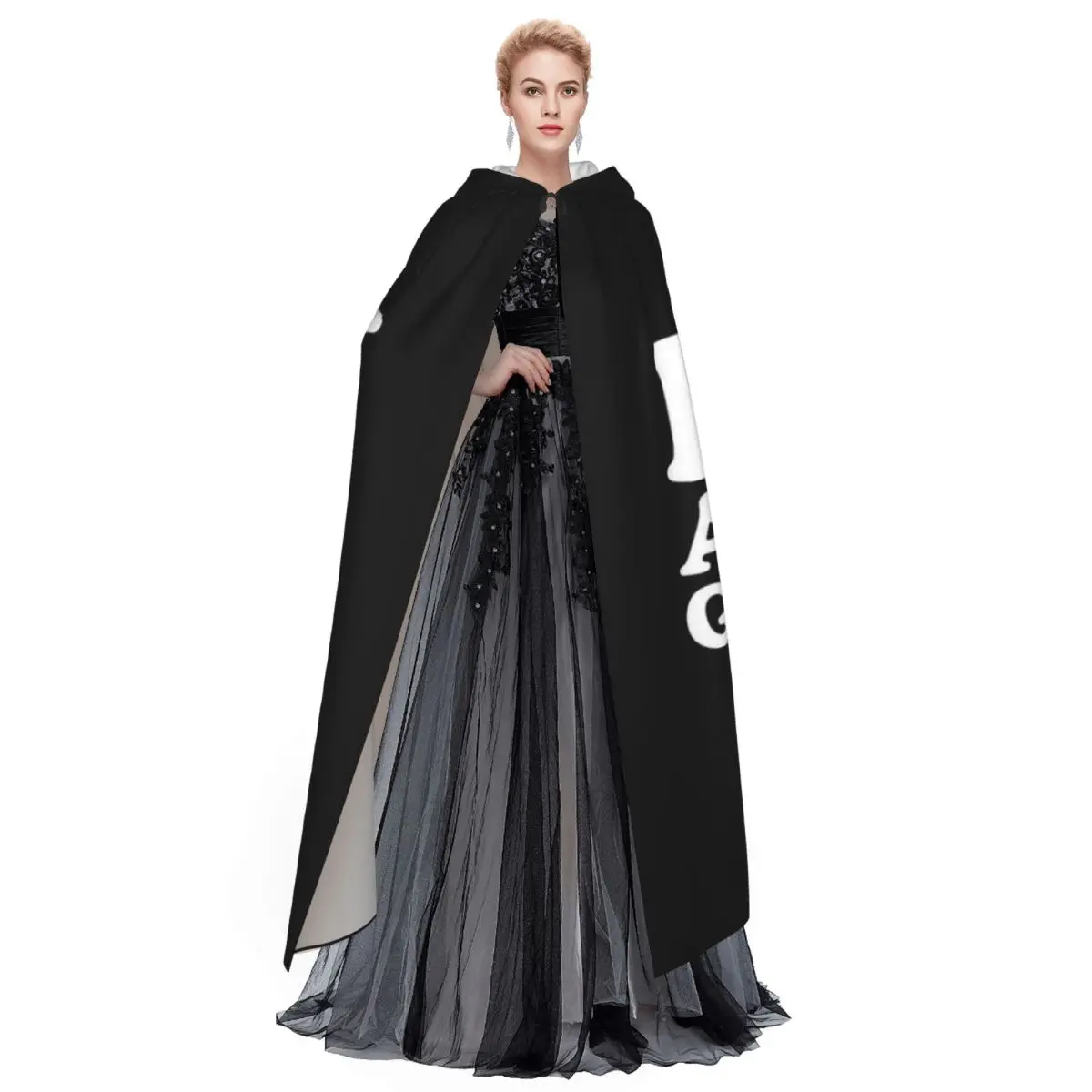 I Love My Autistic Girlfriend I Heart My Autistic GF Long Hooded Cloak Witch Medieval Costume Cosplay Cape HalloweenCoat - view 3