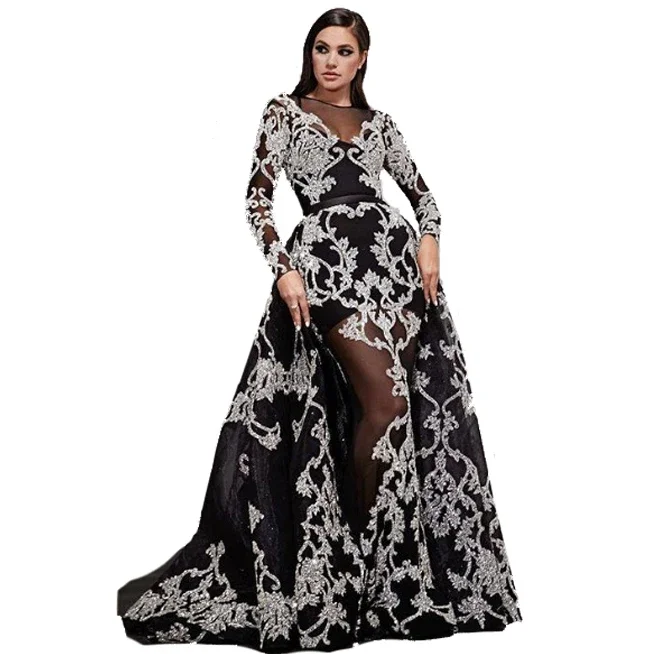 Hot Sales Graceful Lady Evening Dress Shiny Sexy Party Gown Embroidery Sequin Evening Dress