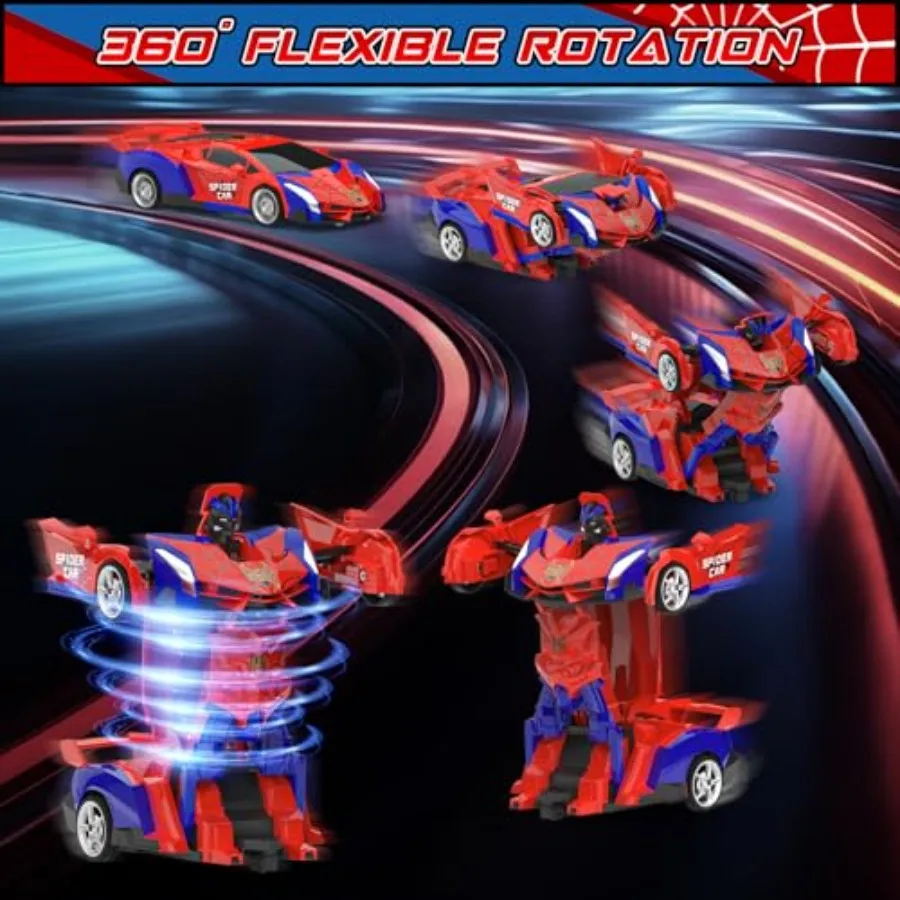 Transform Rc Cars for Boys 4-7 8-12, 2.4Ghz Remote Control Car 1:18 Scale Transforming Robot, One-Button Deformation 0° Rotatio