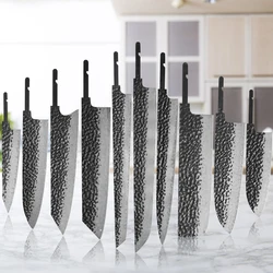 TURWHO 1-10 Pieces Japanese Chef Knife Blank Blade DIY Damascus Steel VG10 Core Kitchen Knives Set Knife Making Tools No Handle