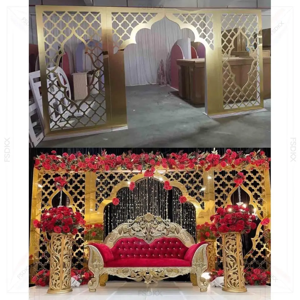 

FSDKX Luxury Gold Acrylic Party Backdrop Arches Good Price Arc Arch Wedding Backdrop Stage Decoration