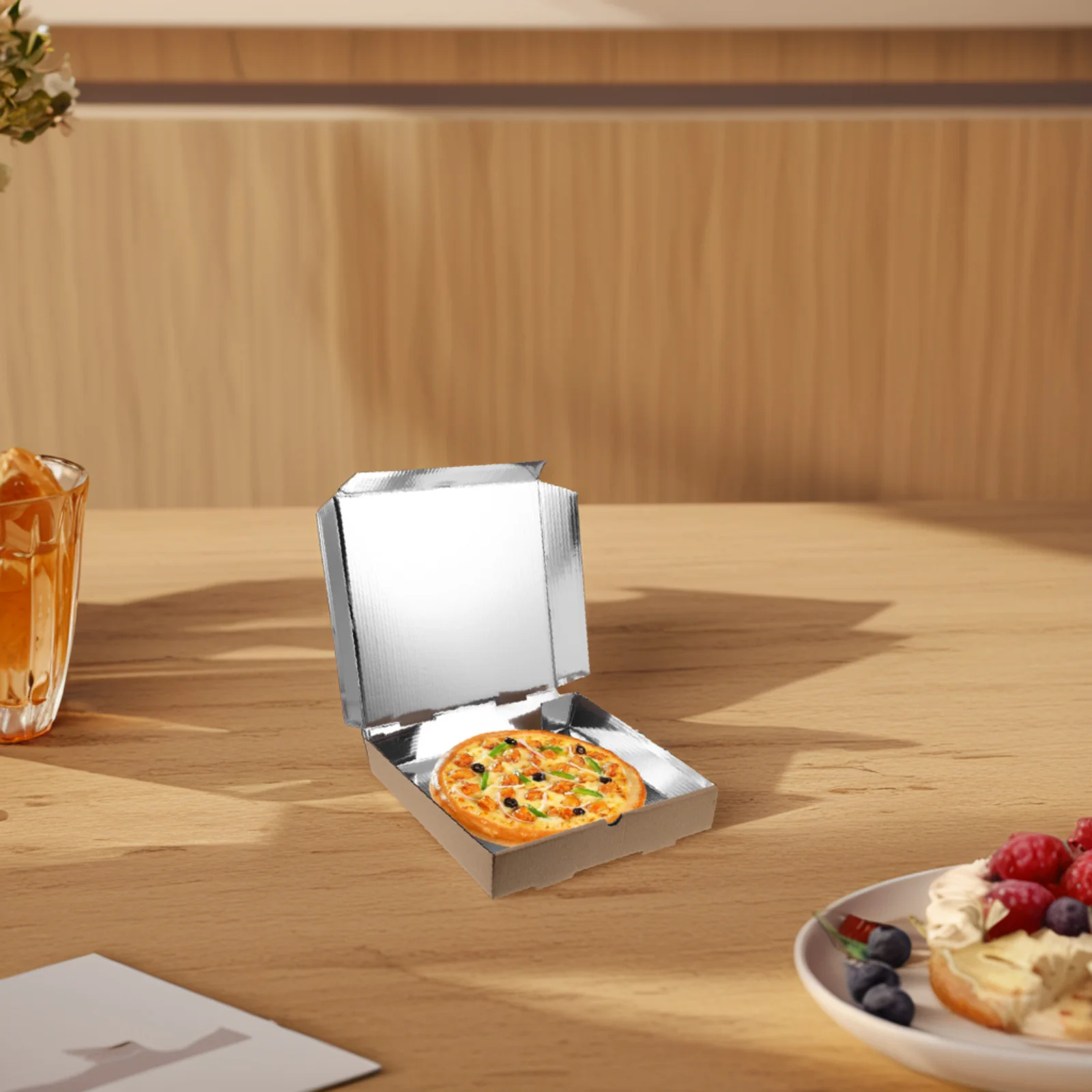 

10Pcs 7 Inch Insulated Pizza Box Aluminum Foil Material Durable Construction for Pizza Storage and Transportation