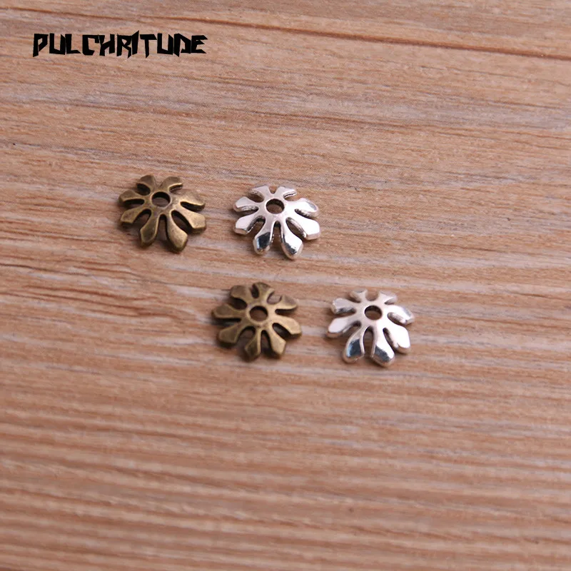  60pcs 3*10*11mm Two Color Bead Caps Charm Hollow Small Flower Pendants Jewelry Accessories DIY Receptacle Charms