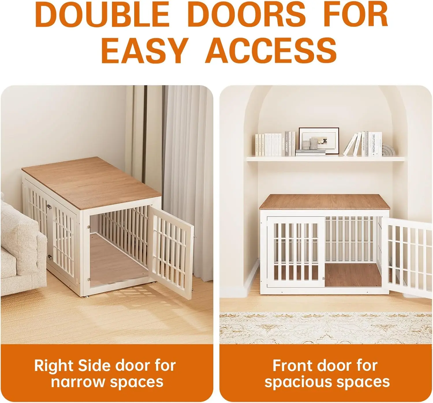 أثاث قفص كلب عالي التحمل مقاس 48 بوصة للكلاب الصغيرة والمتوسطة والكبيرة، أثاث داخلي لقفص الكلاب الخشبي الريفي