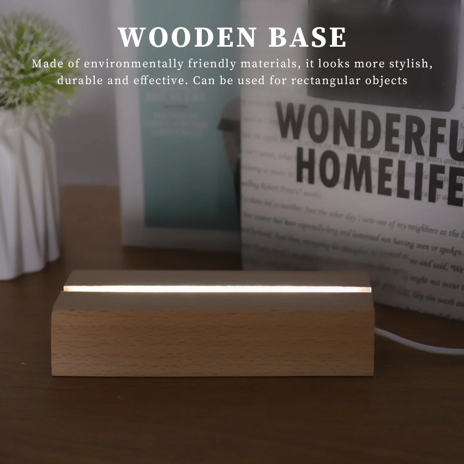 1-10PCS LED Wood Light Display Crystal Wooden Light Base Stand Acrylic Light Plate Base USB Wooden Base for Resin Art Lights