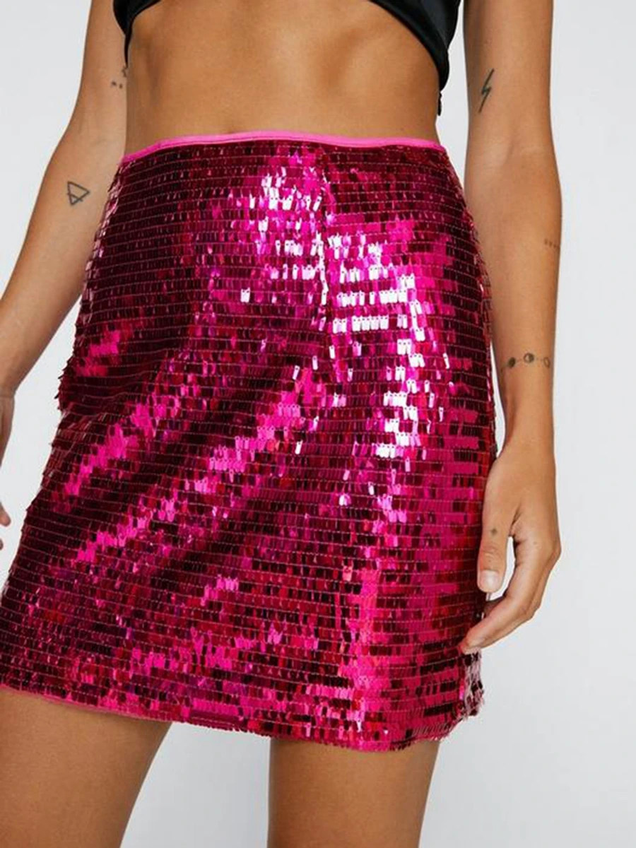 

Women s Sequins Mini Skirts High Waist Party Glitter Short Skirts Summer Fashion Packaged Hip Pencil Skirts