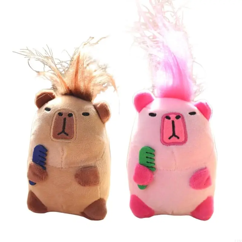 F19F Cosplay Capybara llaveros felpa mochilas colgante llavero dibujos animados bolso decoraciones accesorios mujer