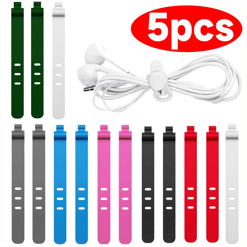 Reutilizáveis Silicone Cable Clips, Wire Organizer, Cable Tie para Telefones, USB Cable Management Clip, Headphone Data