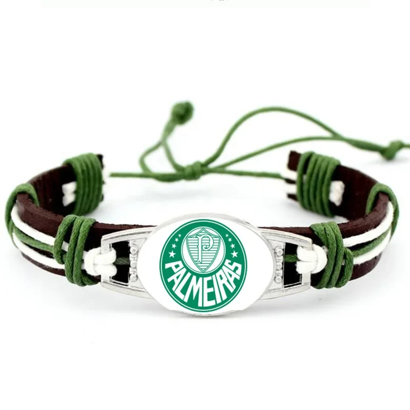 SE Palmeiras Brazil Football Socce Charm Genuine Leather Bracelets & Bangles Fans Hand Braided Jewelry Drop-shipping!