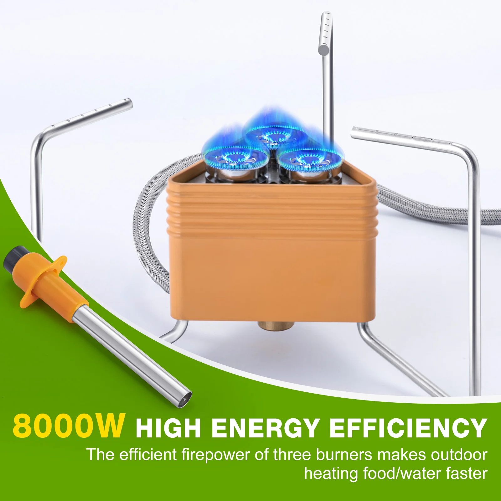 WESTTUNE 3 الأساسية قوة قوية موقد للتخييم المحمولة للطي الظهر الثلاثي الموقد 8000 واط موقد غاز للطبخ التنزه نزهة #3