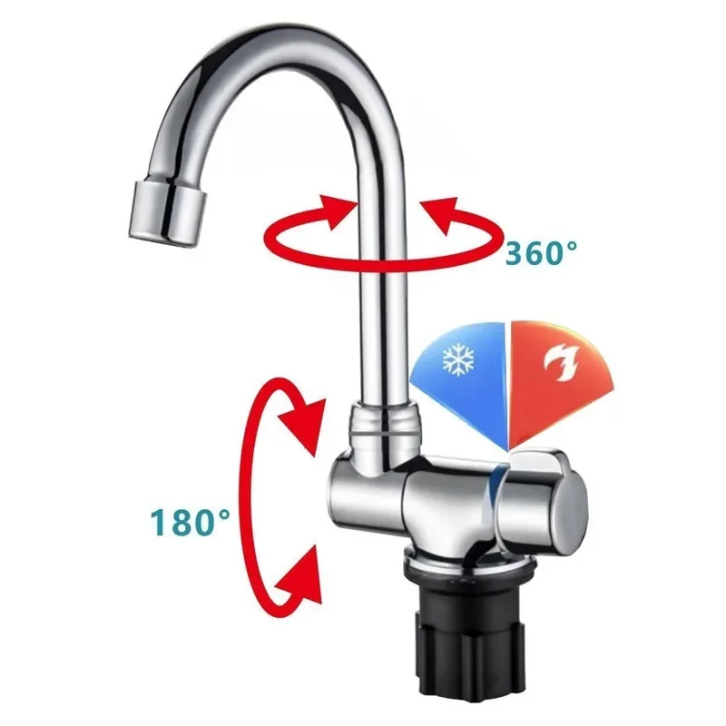 Caravan Folding Tap 360 Rotating Sink Tap Kitchen Bathroom RV Marine Cold And Hot Water Tap Boat Motorhome Camper Accessories