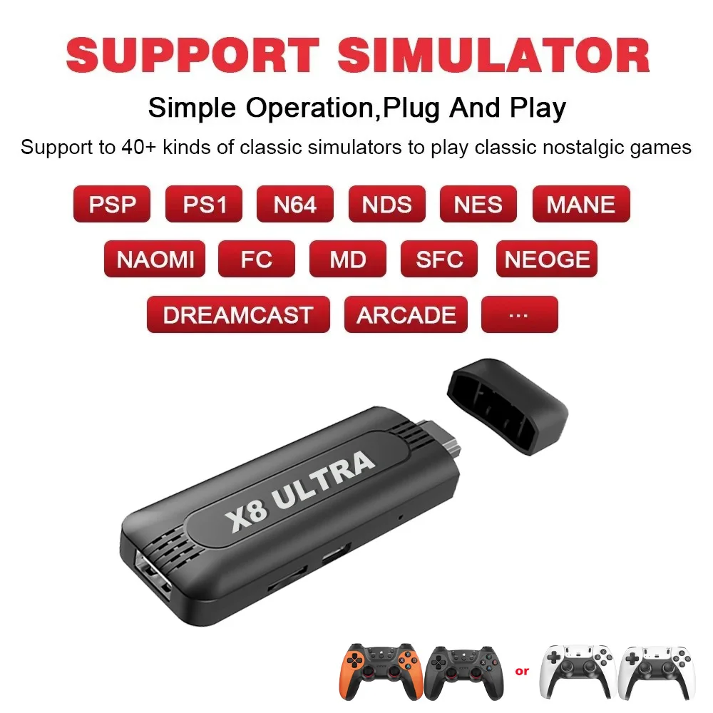 Game Stick M15 3D 4K Console de Jeux Rétro + 2 Manettes Sans Fil