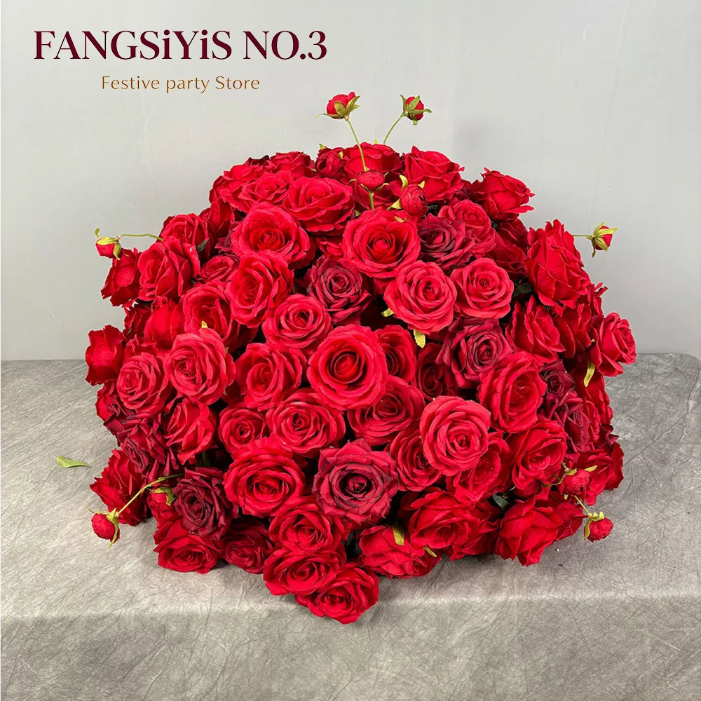 Large 70/50/60/40cm Artificial Flower Ball Red Rose Wedding Table Centerpiece Event Party Stage Road Lead Floral Window Display