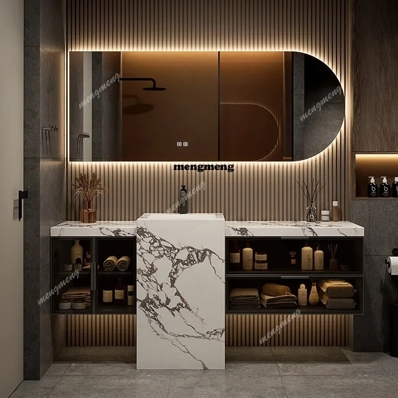 

M138 Seamless integrated basin, bathroom cabinet, floor-to-ceiling bathroom column, wash basin, combined washbasin customization