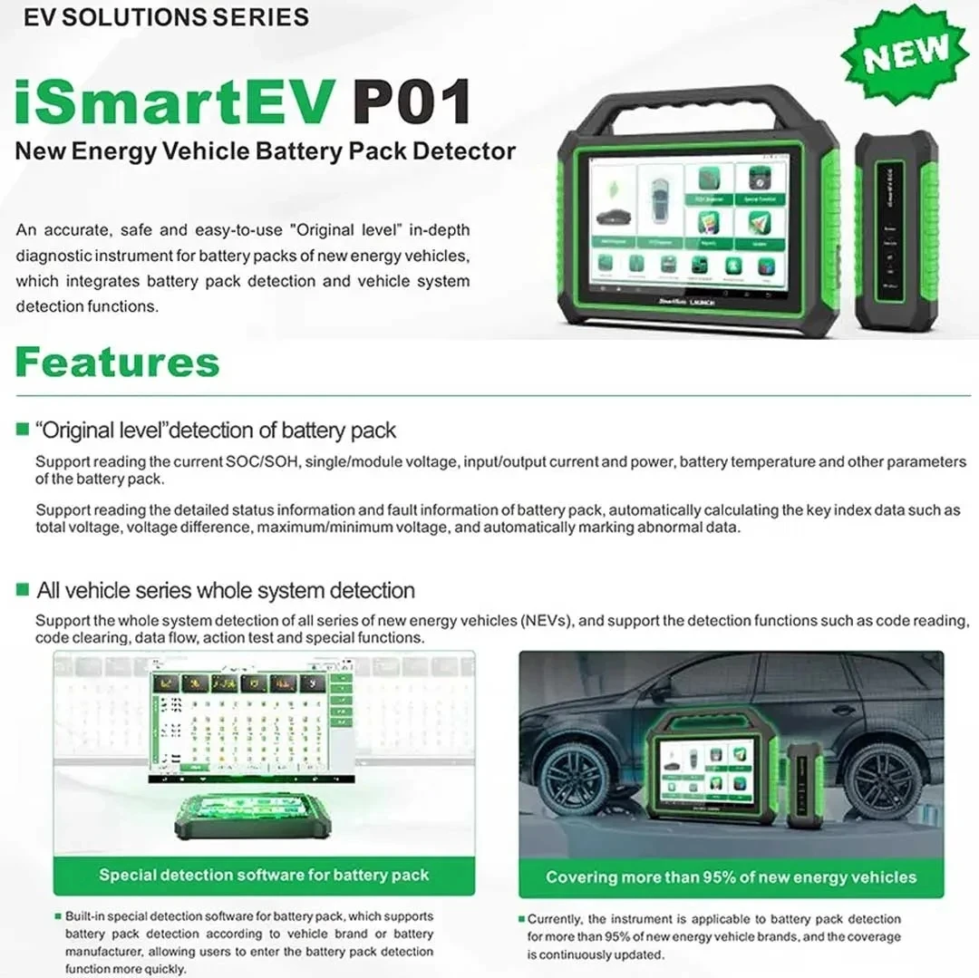 2023 Launch iSmartEV P01 iSmart EV P01 Electric New Energy Vehicle Battery Pack Detector Hybrid & EV Diagnostic Tool