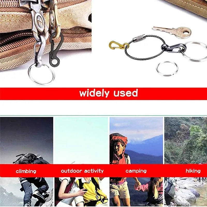 20Pcs Mini Frühling Karabiner Set Outdoor EDC Seil Verschlüsse Schlüsselbund Camping Haken Paracord Clips Taktische Überleben Schnalle – Detail 1
