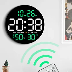 Large LED Digital Wall Clock for Bedroom, Indoor, Temperature, Date, Multi-function, Single-sided, Alarm, Simple