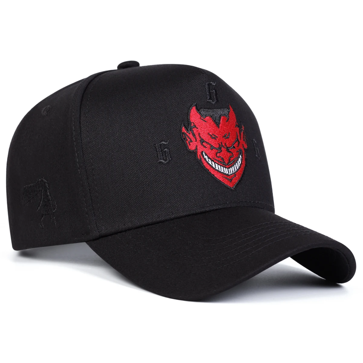 Unisex-Baseballmützen mit roter Grimassen-Stickerei, für Frühling und Herbst, für den Außenbereich, verstellbare Freizeithüte, Sonnenschutzhut, Sportkappe