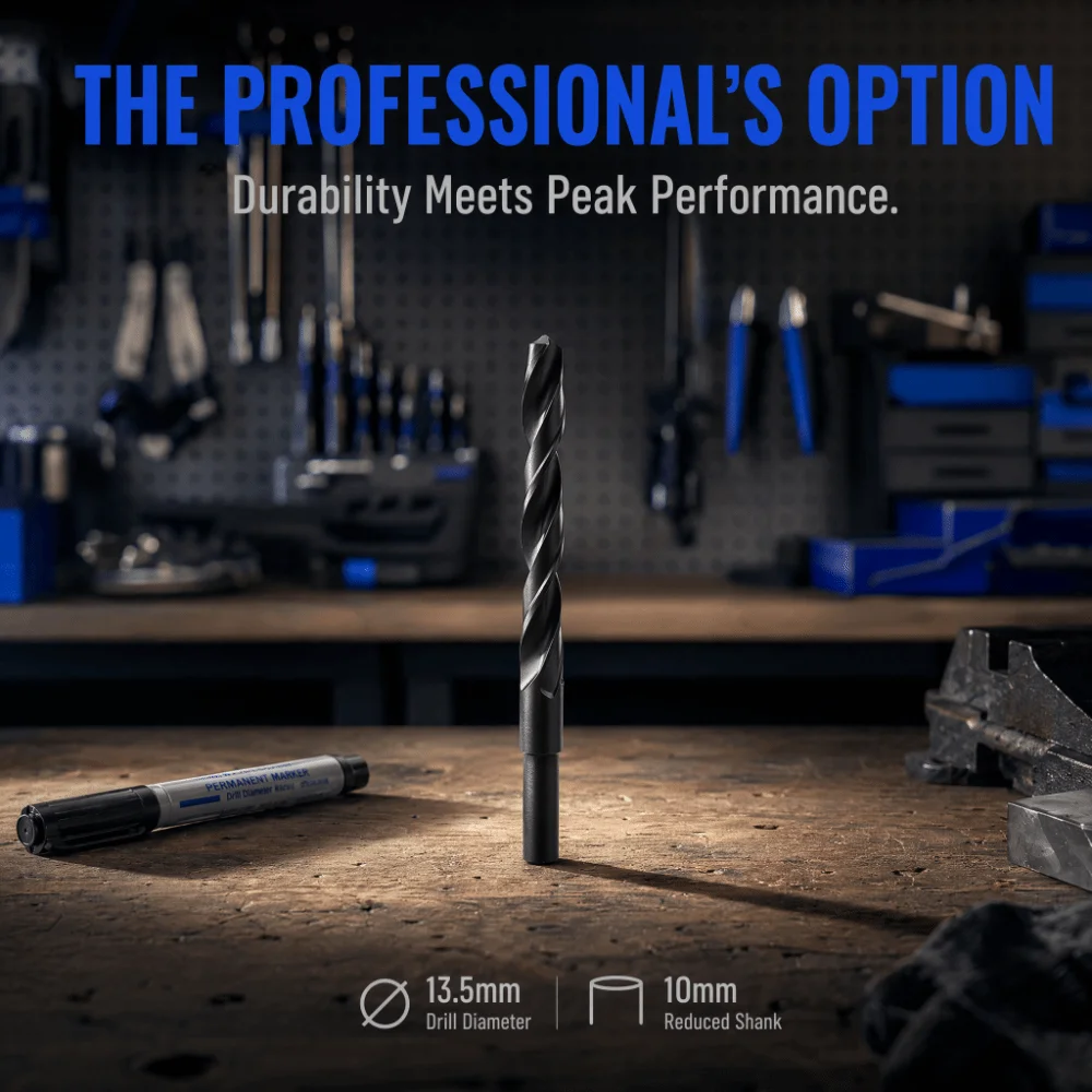 High Speed Steel Reduced Shank Drill Bit Nitriding Black 118° Standard Point 4241 HSS Drill Bit Round Shank Twist Drill Bit Wood