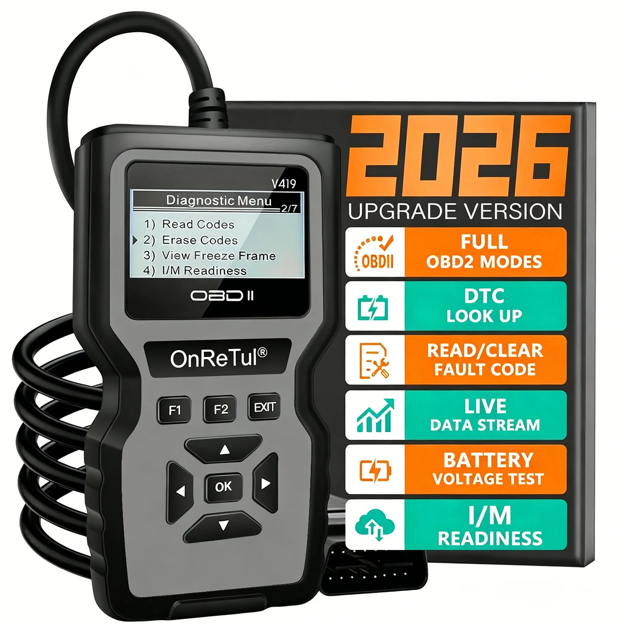 2026 Latest Obd2 Scanner Code Reader Car Engine Fault Scanner Can Diagnostic Scan Tool, Reads and Erases Error Codes for All Obd