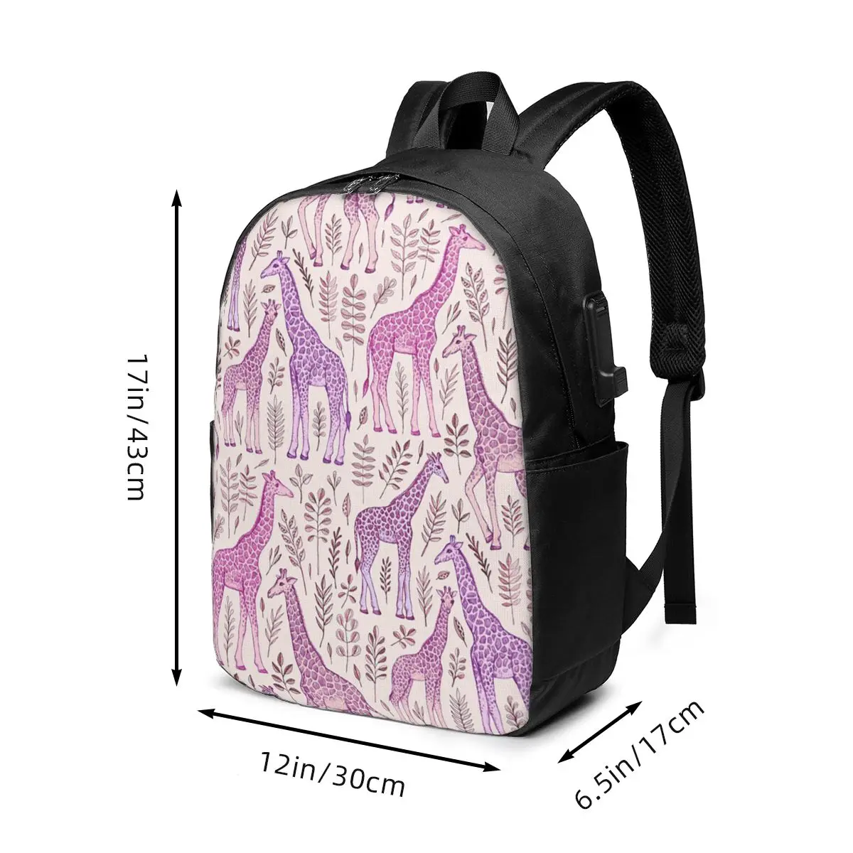 Giraffe Watercolor Art Pattern Backpack Travel Notebook Bag Computer College Student School Bag Laptop Shoulder Bags Men Women