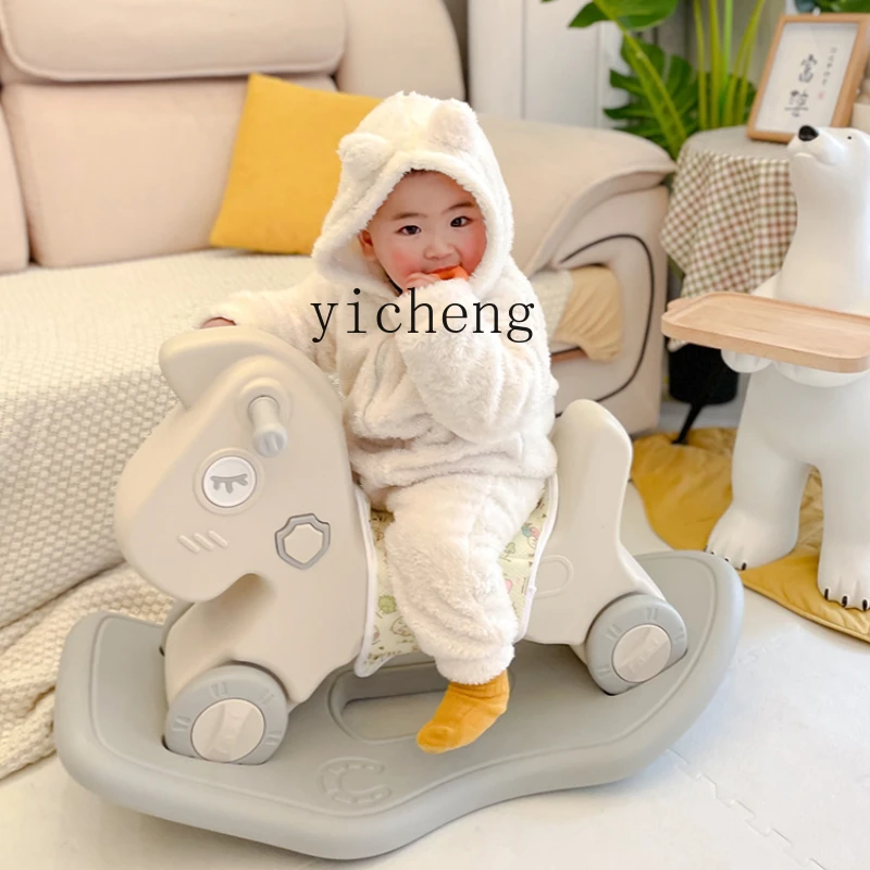 

XLChildren's Rocking Horse Baby Rocking Horse Luge 2-in-1 Baby One-Year-Old Birthday Gift Toy Trojan Drop-Resistant Kiddie Ride