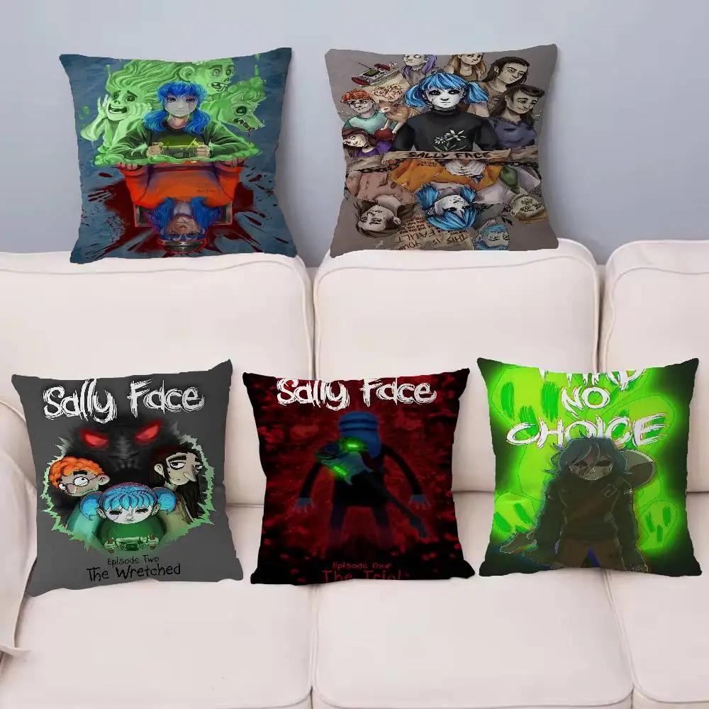 

Game Sally Face Pillow Gift Home Office Decoration Bedroom Sofa Car Cushion Cover case 45x45