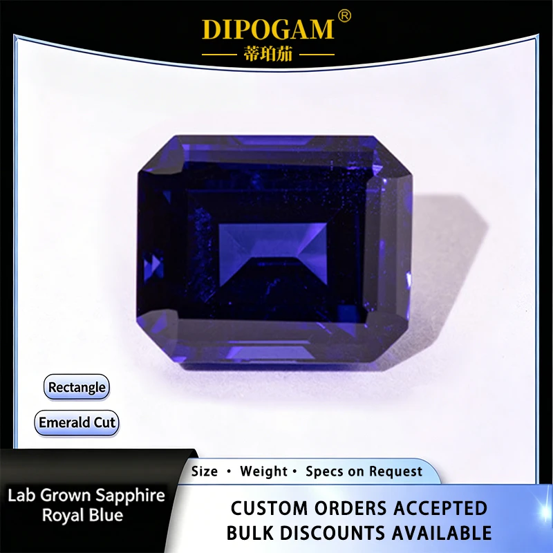 

Lab Grown Sapphire Royal Blue Emerald Cut Loose Gemstones High Quality Lab Created Gems for Jewelry Making Wholesale Custom Size