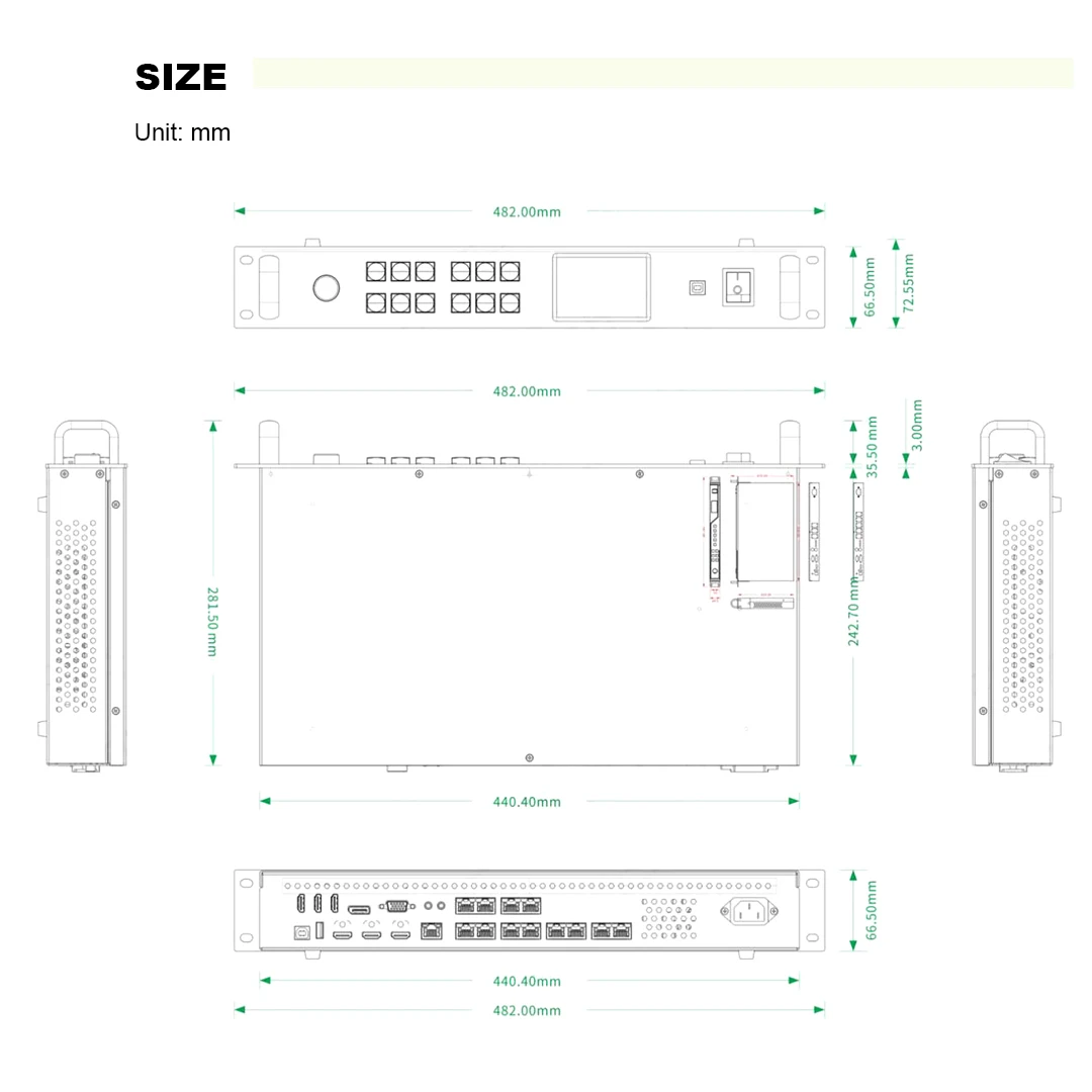 ZH-Z12 Full-color LED Screen Processor Four-sided Video Splicing Processor A Maximum Of 7.8 Million Pixels