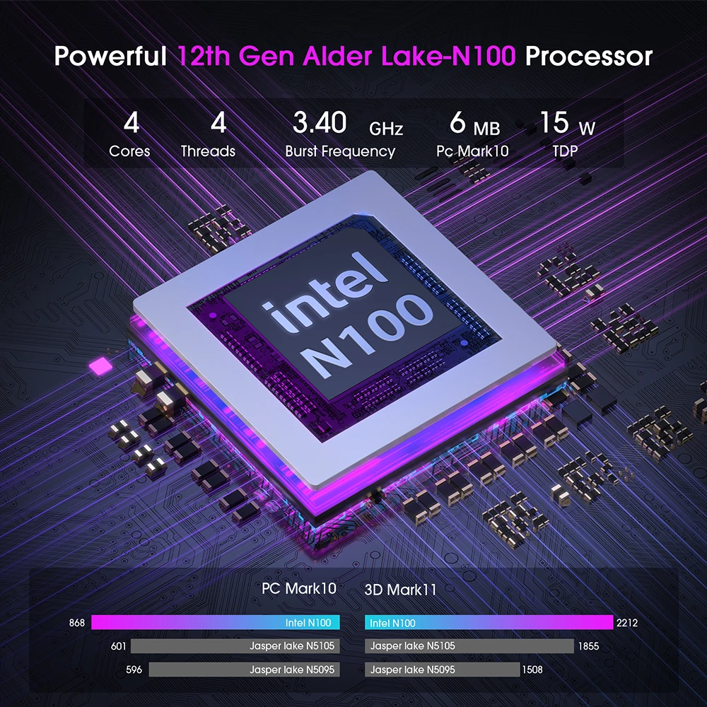 ACEMAGIC S1 Mini PC Gamer Windows 11 Intel 12th Alder Lake N100 DDR4 16GB 512GB WIFI5، بلوتوث 4.2 VGA كمبيوتر ألعاب