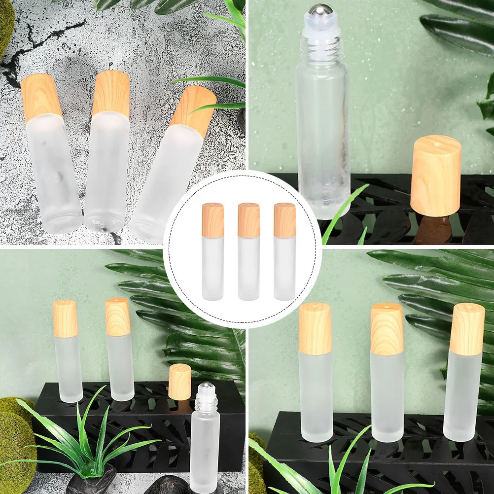 

3Pcs Roller Bottles Essential Oil Frosted Glass Empty Bottles Roll-on Bottle Travel Liquid Storage Vials
