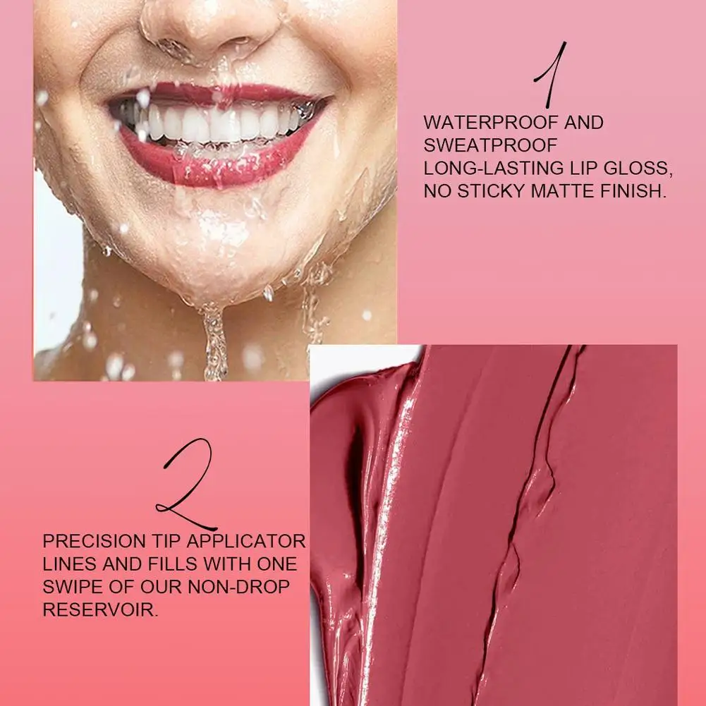 3 Pçs/set Conjunto de brilho labial fosco Conjunto de batom à prova d'água Altamente colorido, hidratante e sem derramamento de maquiagem