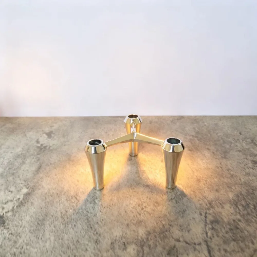 Vintage Minimalist Design Candle Holder Nordic Alloy Home Decore Candelabra Stackable Candlestick Gift
