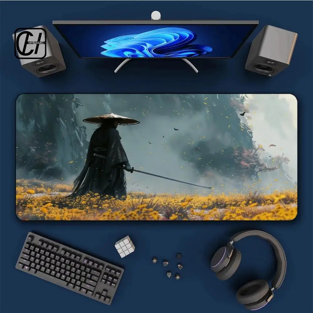 

Samurai Warrior Mouse Pad Gamer Computer Accessories Keyboard Table Mat Large Company Gaming Laptop Desk Accessory Pc HYB XXC