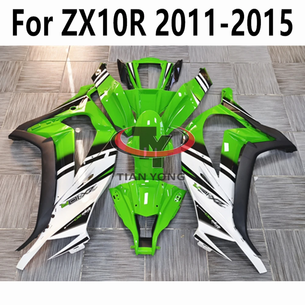 

For Kawasaki ZX10R ZX10 R ZX 10R 2011 2012 2013 2014 2015 Full Fairing Kit Bodywork Cowling Green white gradient printing