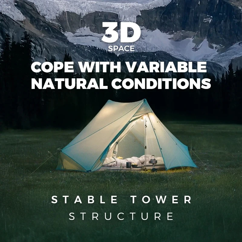 Windproof Portable Double Layer Customized  Rainproof Thickened Camping Outdoor Family Ultralight Tent