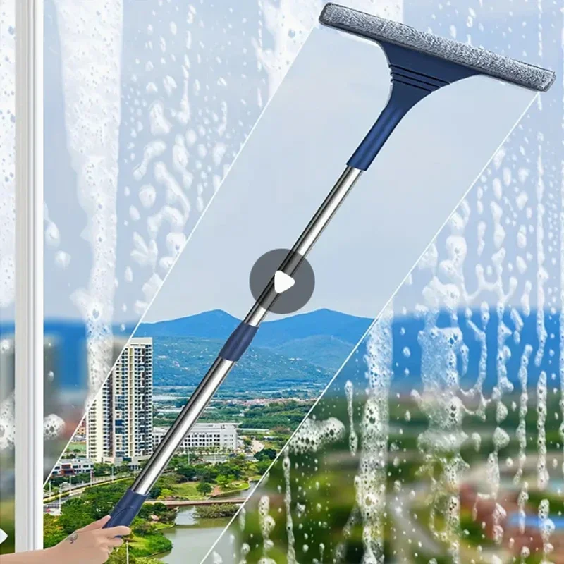 

Adjustable Window Cleaning Brush - Stretchable Handle, Dual-Purpose Squeegee for Glass, Tiles & Mirrors