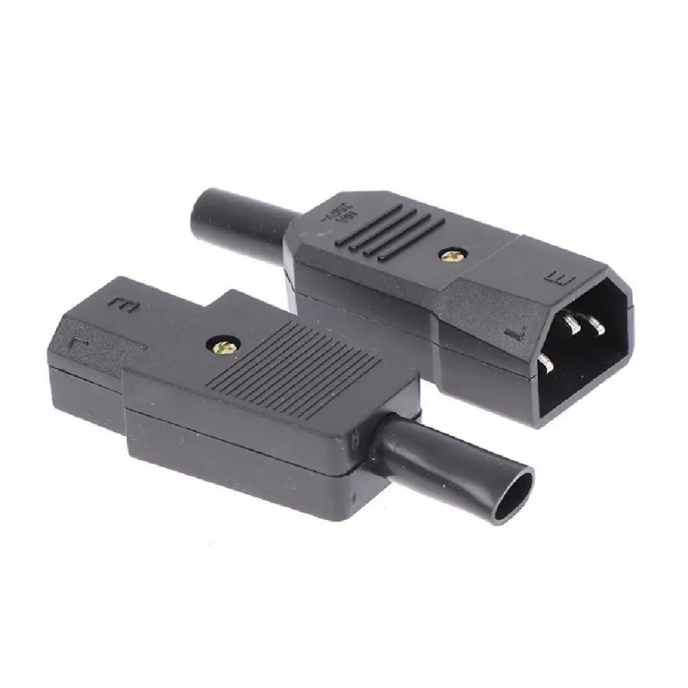 1Pcs Durable Male Female AC Plug Socket C13 C14 10A 250V IEC 320 Straight AC Power Connector 3 Pin Electrical Power Connector